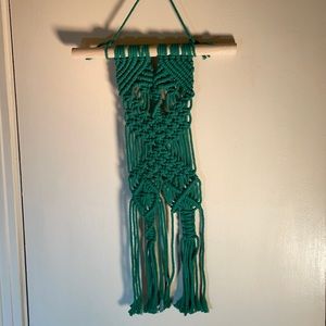 Macrame Wall Hanging Green Wooden Dowel is 12” Wall Hanging 6” x 24”